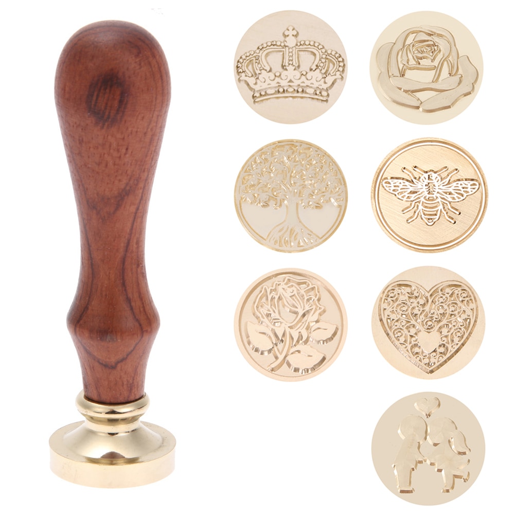 Sello de cera Retro sello de cera de sellado antiguo sello de cera artesanal antiguo decoración de sello de cera mango de madera para sobre DIY decorativo