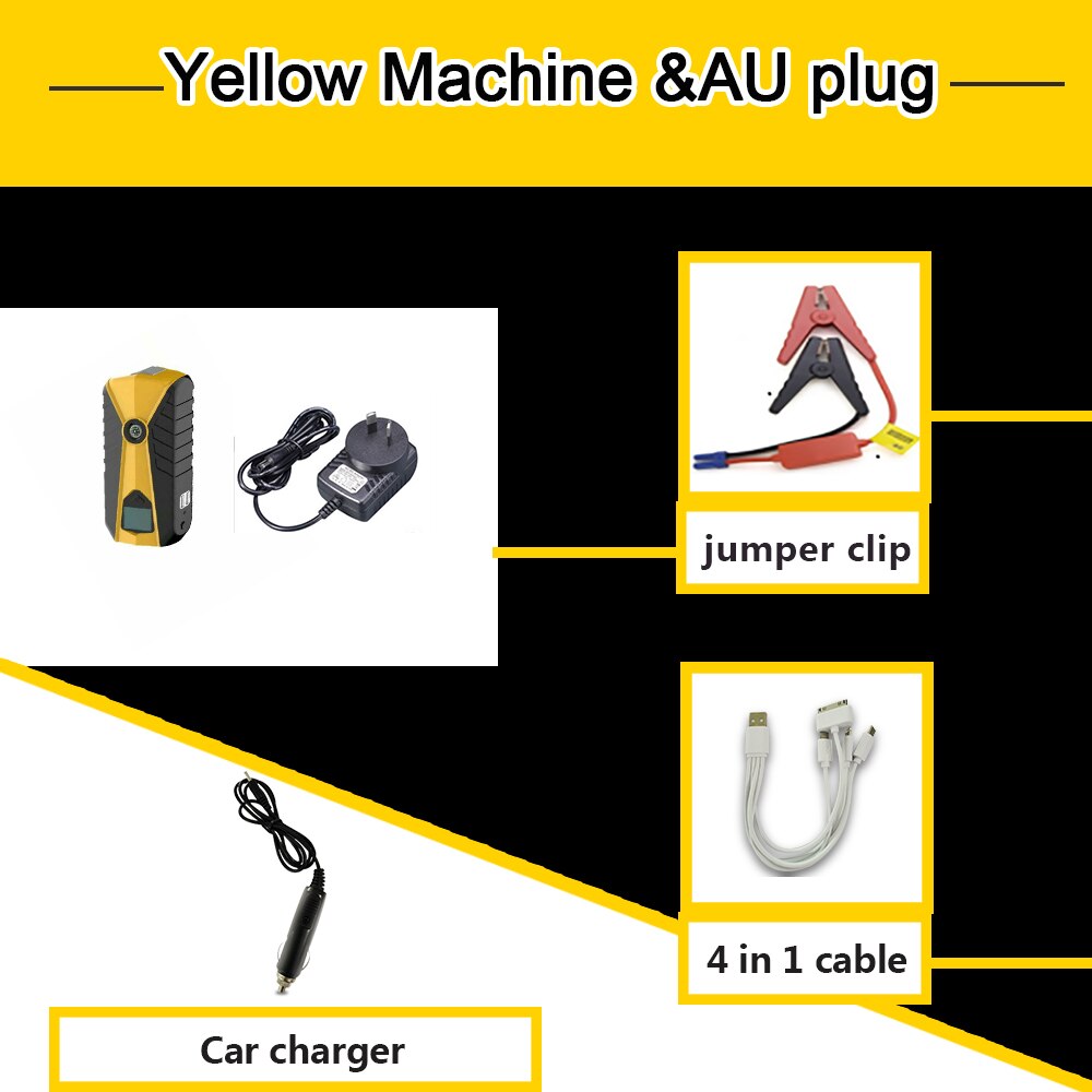 Mini Batterij Booster Auto Roadside Emergency Kit Auto Nood Tool Kit: Yellow and AU