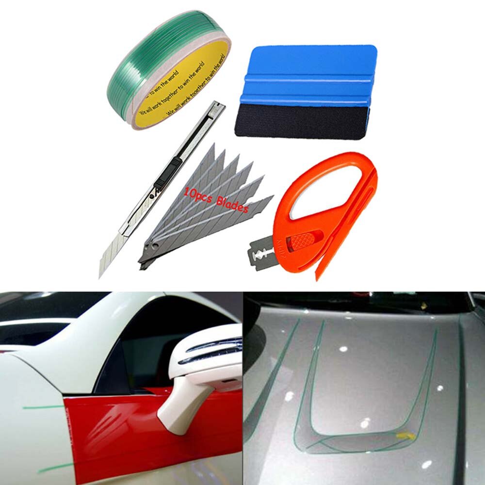 1 Set Knifeless Finish Line Tape Squeegee Cutter 10 Blade Vinyl Car Wrapping Tool Replacement Blades AT004A Vinyl Wrapping Tool