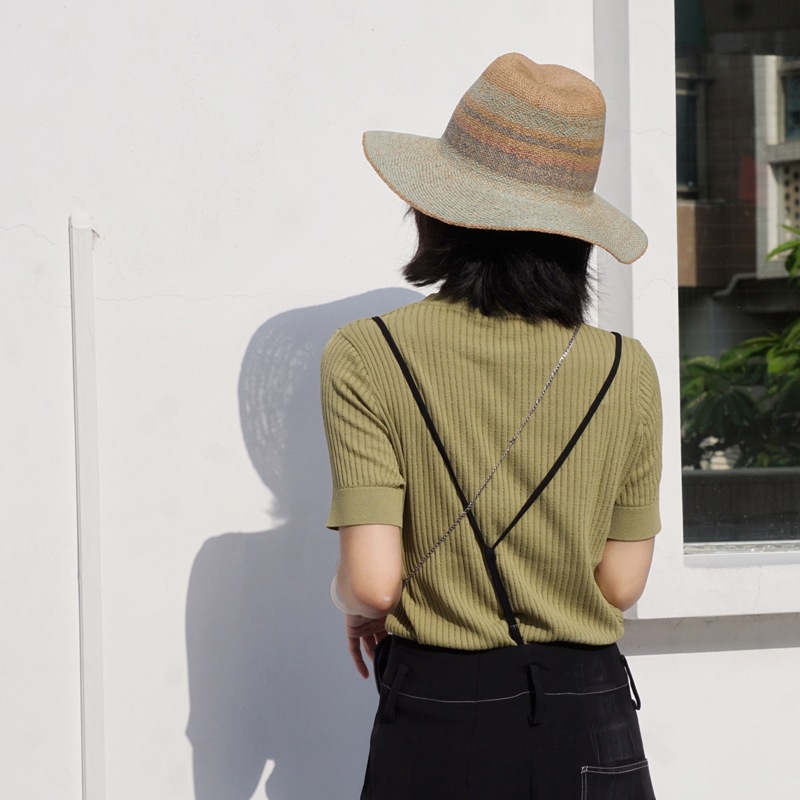 Panshi-Sombrero de paja de papel verde hecho a mano para hombre y mujer, Gorra de fieltro, color verde menta, 01909-panshi