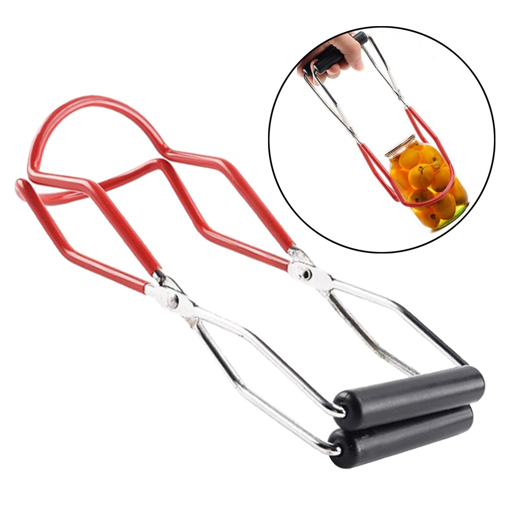 Stainless Steel Canning Jar Lifter Tongs, Can Gripper Clamp, Wide-Mouth with Rubber Grips, Long Handle, Anti-Slip