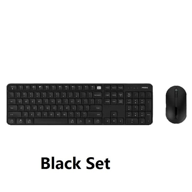 Teclado y ratón inalámbrico para oficina Xiaomi MIIIW, solo un control USB de 104 teclas, teclado inalámbrico Compatible con múltiples sistemas de 2,4 GHz: Black Set