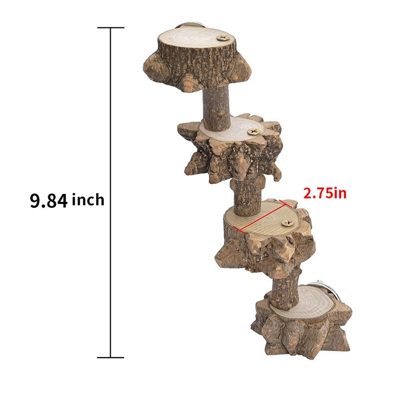 Bird Platform Perch Playground for Budgie Parakeet, Cage Natural Wood Play Stand Parrot Flat Perches for Medium Birds