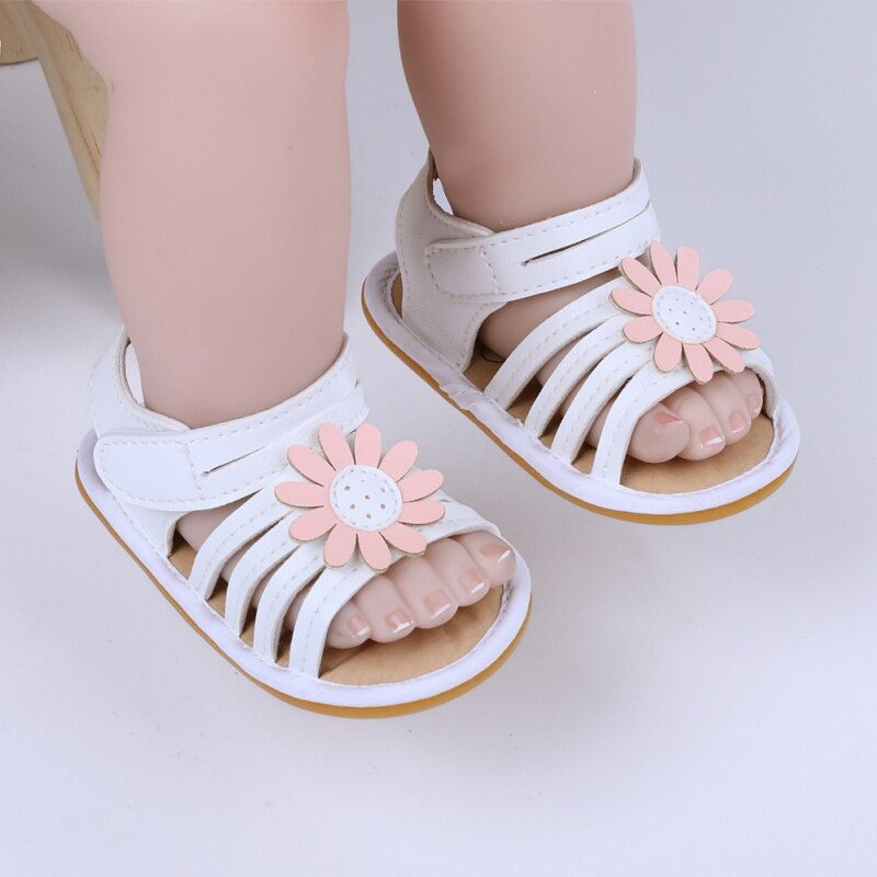 Baby Baby Schoenen Meisje Peuter Flats Sandaal Soft Sole Antislip Zomer Bloem Pu Schoenen Pasgeboren Eerste Wandelaar Sandalen schoenen