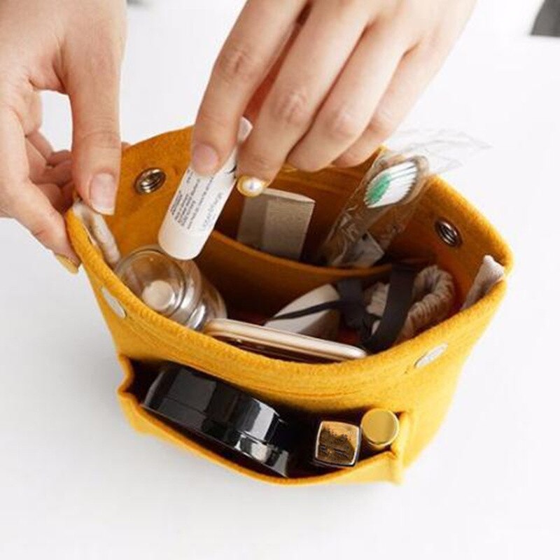 Felt Cosmetic Bag Travel Accessories Makeup Storage Organizer Purse for Women Portable Handbag Wash Toiletry Pouch