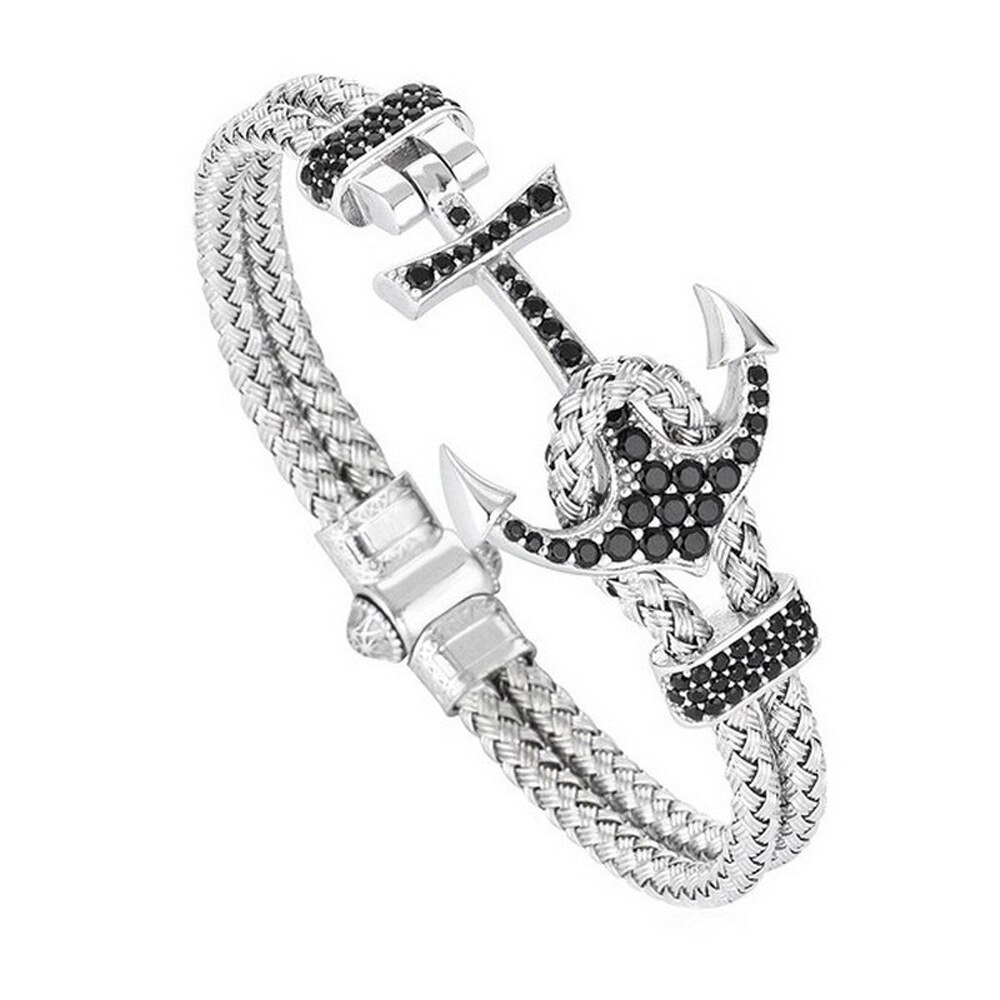 CHUHAN Punk acier inoxydable ancre Bracelets HipHop/Rock Style Bracelets pour hommes bijoux couleur noire de C84: Silver