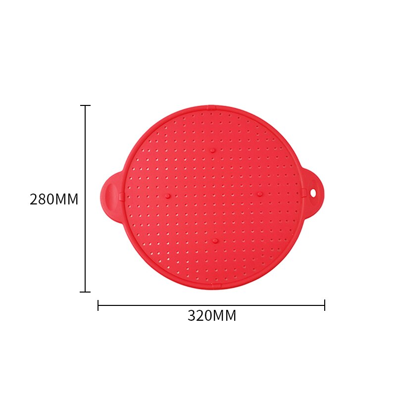 3 In 1 Multifunctionele Kookgerei Siliconen Ploetert Guard Screen Pan Koekenpan Deksel Spill Stopper Pot Ploetert Screen Zeef: Red