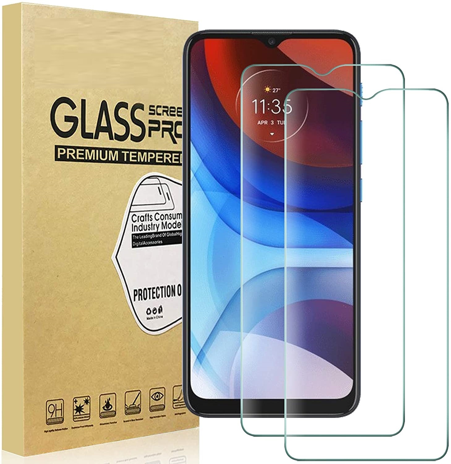 Hd-schutzglas für motorola moto  e7i Energie ,  e7 Plus und  e7 Plus – displayschutzfolie aus klarem glas, fingerabdruckabweisend