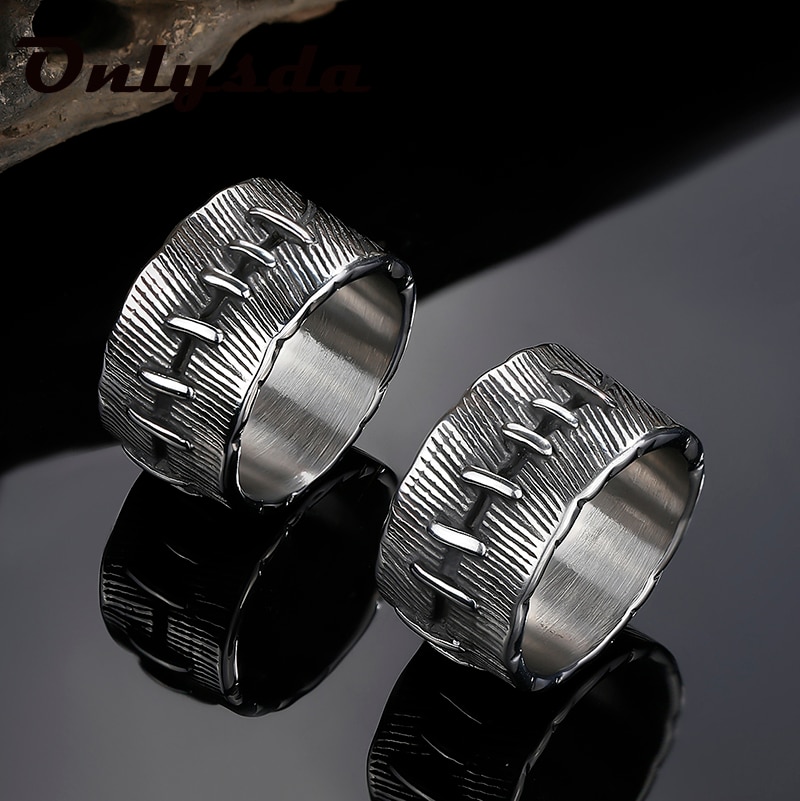Onlysda Antique Vintage 316L Stainless Steel Ring Frankenstein Flesh Ring Wedding Band Rings Men Biker Jewelry OSR704