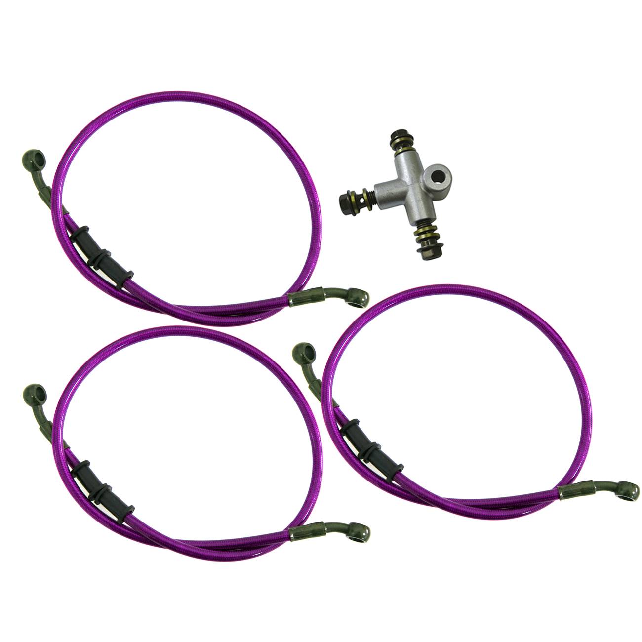 3 Way Adapter & 3x100 cm Fuel Line voor Motorfiets: Purple