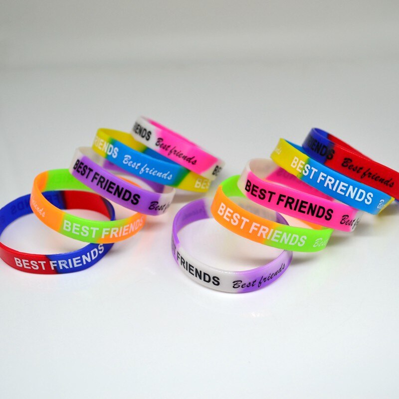10x Dubbele Kleuren Beste Vrienden Silicone Armband Bangle Armband Mode-sieraden Kinderen Deel