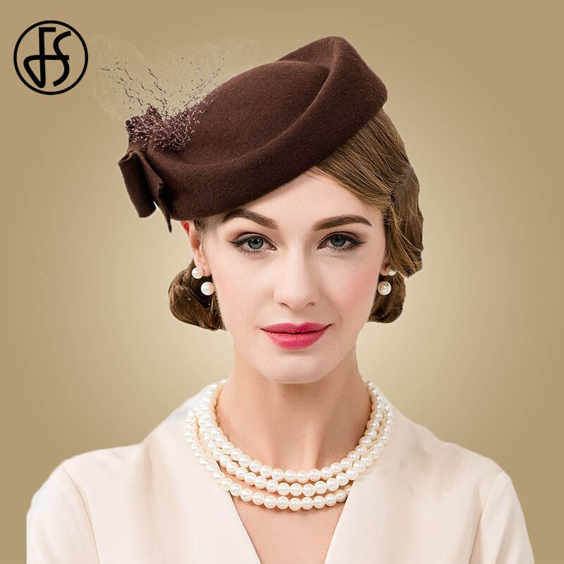 Fs fascinators naisille villa muodollinen kuninkaallinen hatut naisten hattu häät pillerirasia derby cocktail huopa vintage chapeu fedora