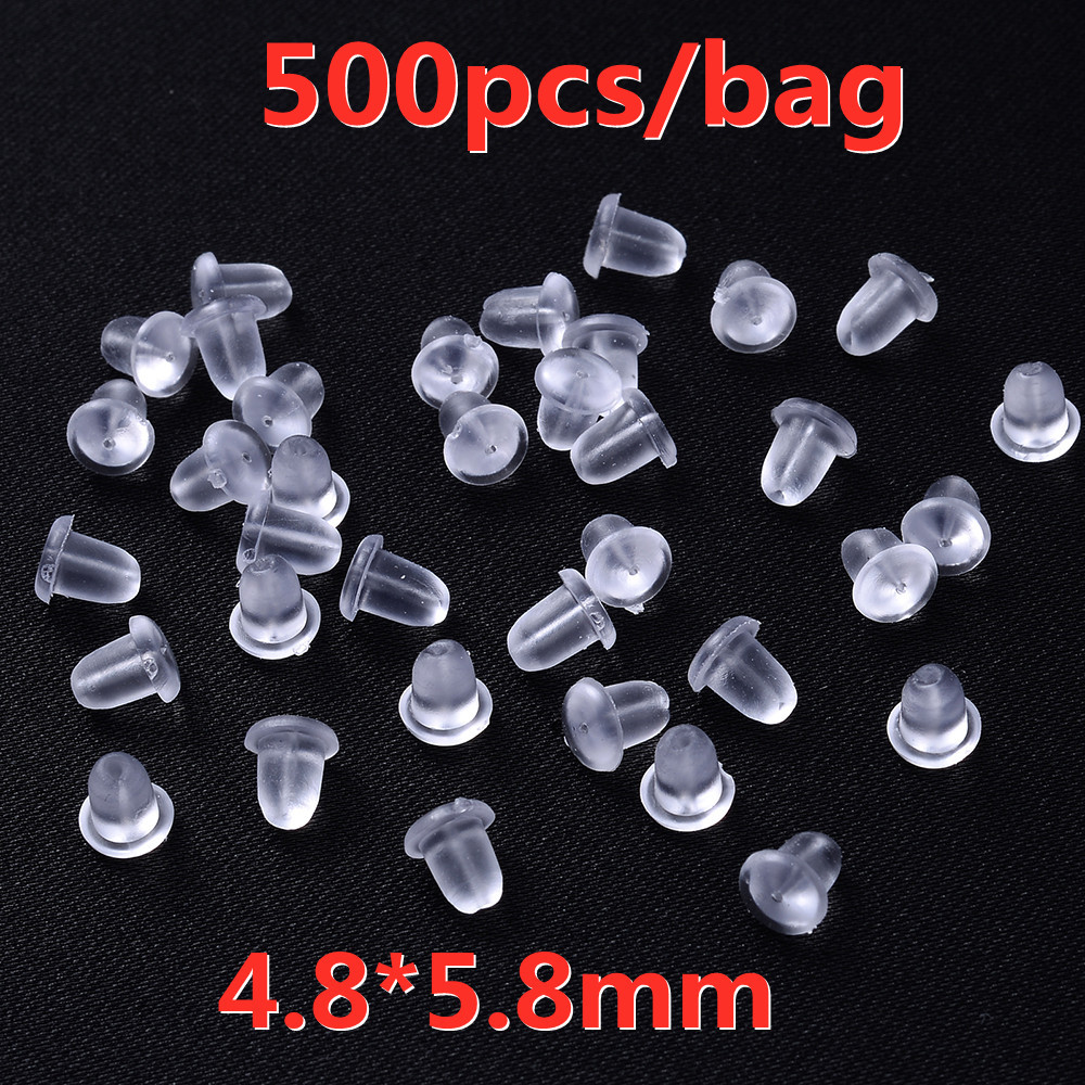 iYOE 500pcs Transparent Soft Silicone Rubber Earring Back Ear Stopper Clasp For Making Earring DIY Jewelry Findings: 4.5x5.8mm