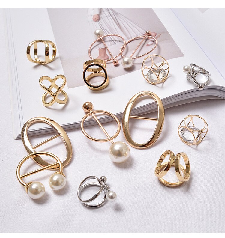 1 Stuks Sjaal Ring Wilde Parel Zijden Sjaal Gesp Kleding Hoek Knoop Vierkante Sjaal Knop Sjaal Accessoires