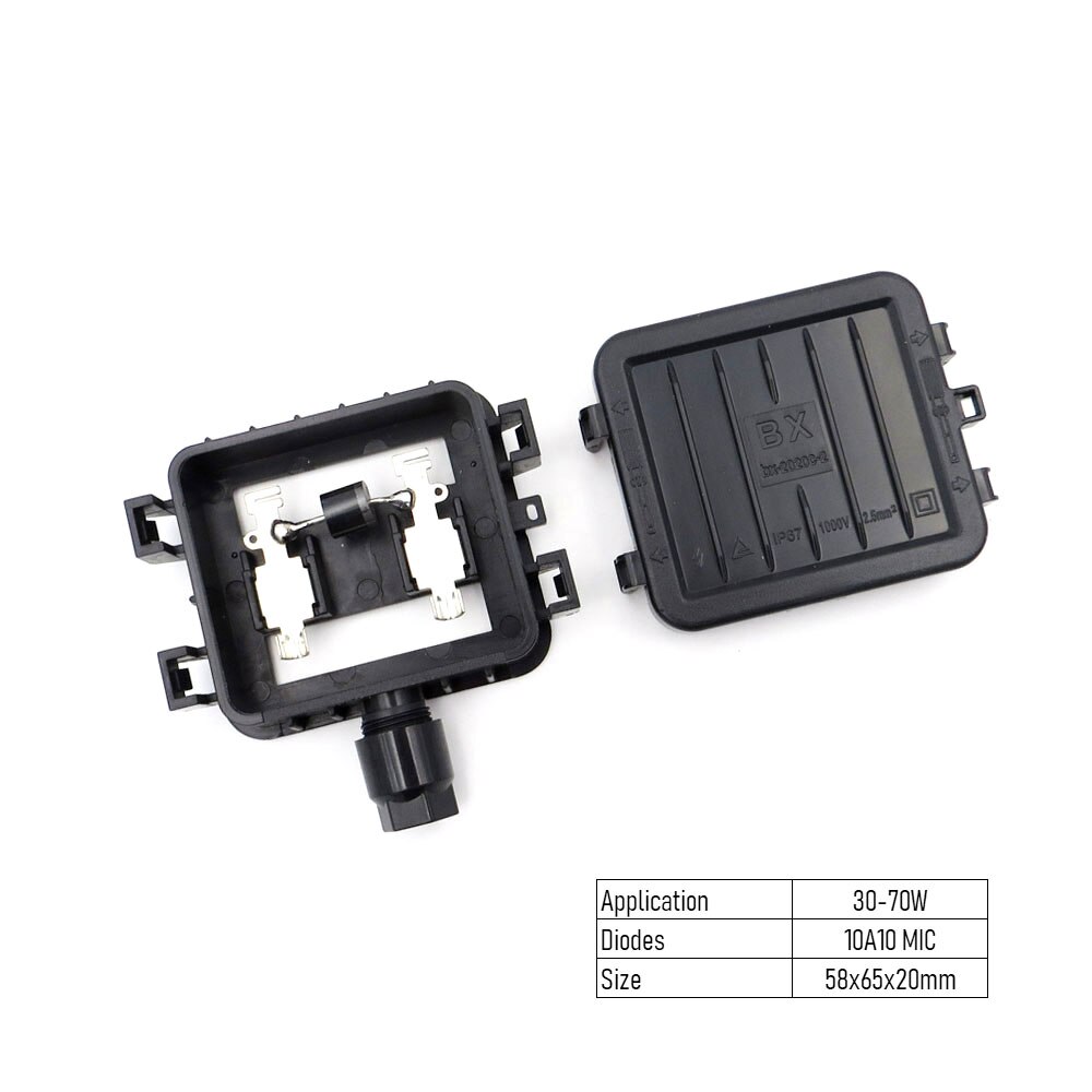 Solar Junction Box for Solar Panel connect PV solar cable connection 5 10 15 20 25 30 40 50 60 80 100 120 150 200 250 300 350 W: PV-BX2020C-2