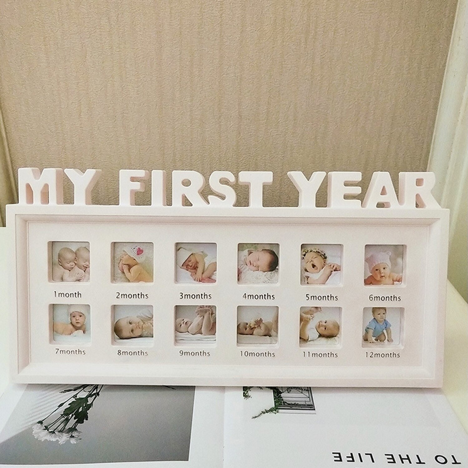 Creatieve Diy 0-12 Maand Mijn Eerste Jaar Foto Display Plastic Fotolijst Zuigelingen Kids Groeiende Geheugen Souvenirs