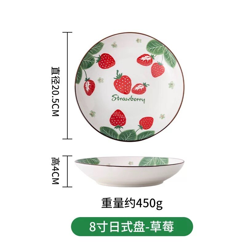 Ins Style Fruit dessiné à la main en céramique saladier assiettes ensemble bol à soupe bol de stockage vaisselle ensemble directe: Q