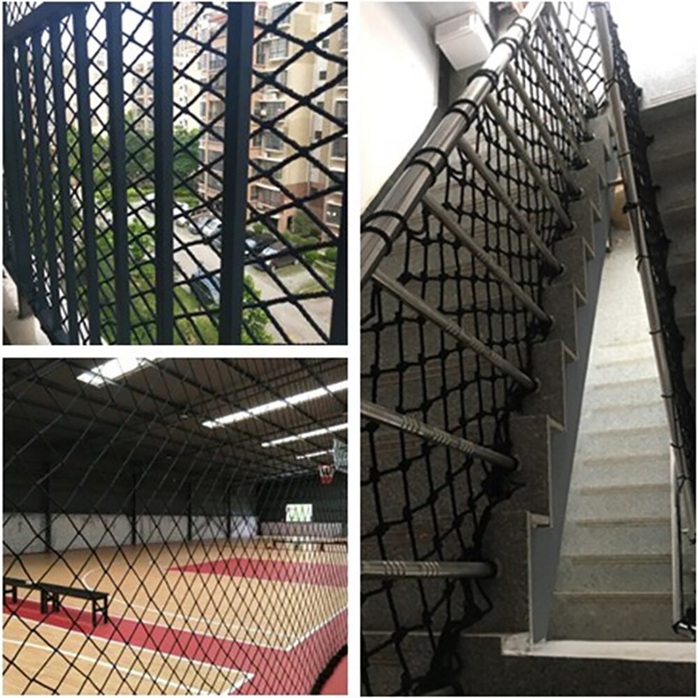 Tewango 8 x 8cm sort nylon netværk foto væg dekoration reb trappe altan sikkerhed beskyttelse hegn sikkert dæk anti faldende