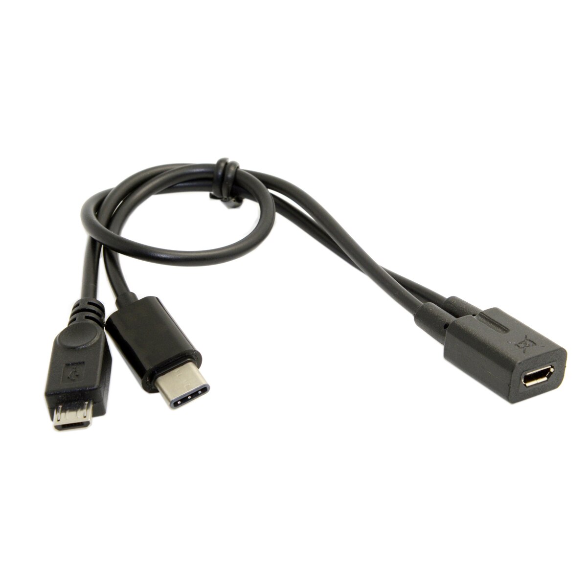 Jimier CY Micro USB Female to USB-C Type C USB 3.1 &amp; Micro USB Male Splitter Extension Charge Cable for cell phone tablet