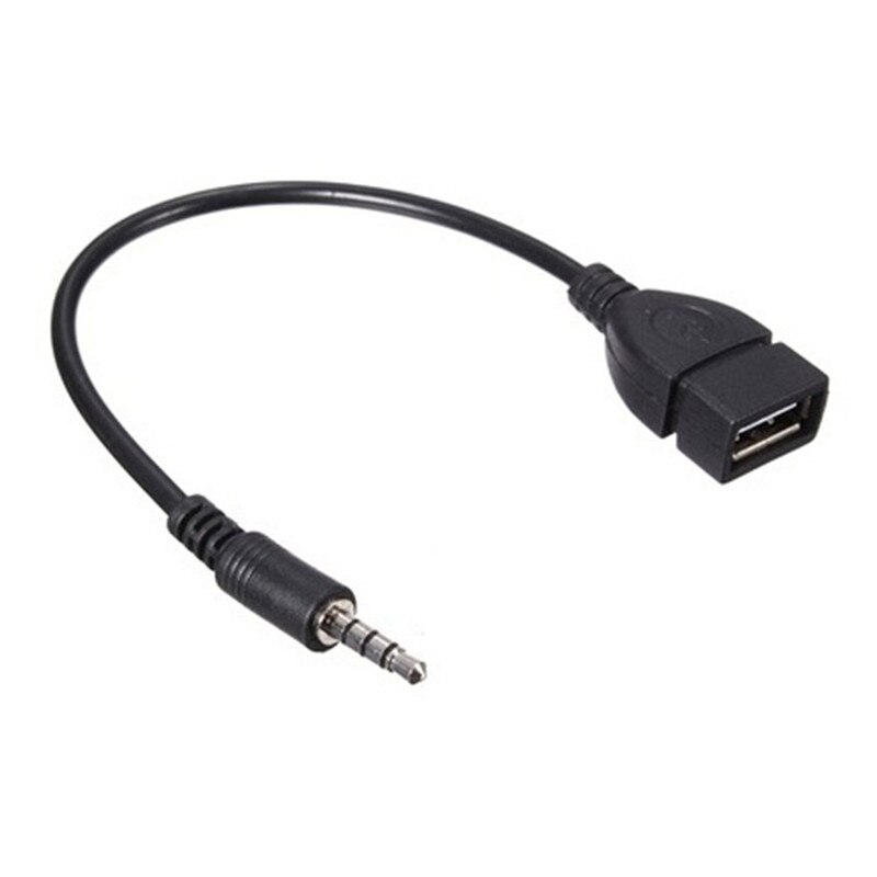 Zwart 3.5mm 20 cm Draagbare Universal Handig Male Audio AUX naar USB Type A Vrouwelijke OTG Converter Adapter Kabel voor Auto ONS #268463