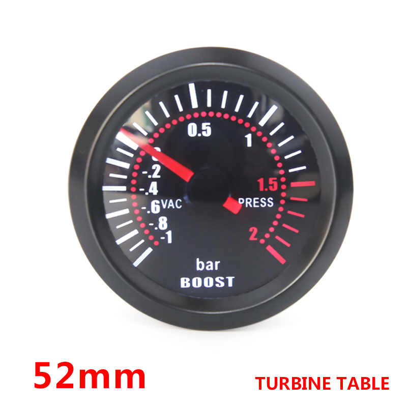 52mm CarTurbo boost gauge Meter warning function Automotive instrument Turbio pressure turbine gauge