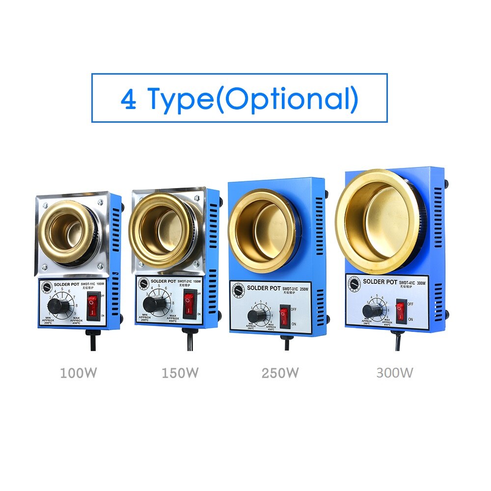 Solder Pot SWDT-41C 100W/150W/250W/300W Mini Lead Free Titanium Coating Stainless Steel Solder Pot for Welding