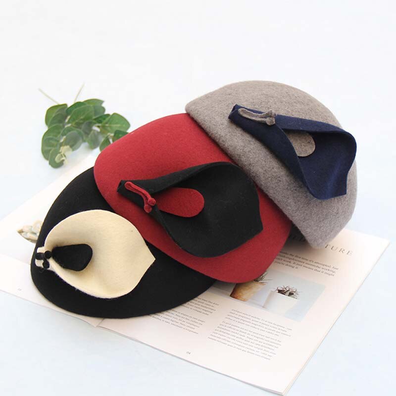 QDKPOTC nueva Flor de lirio fieltro boina Noble mujeres tocado Fedora sombrero cena boda sombreros