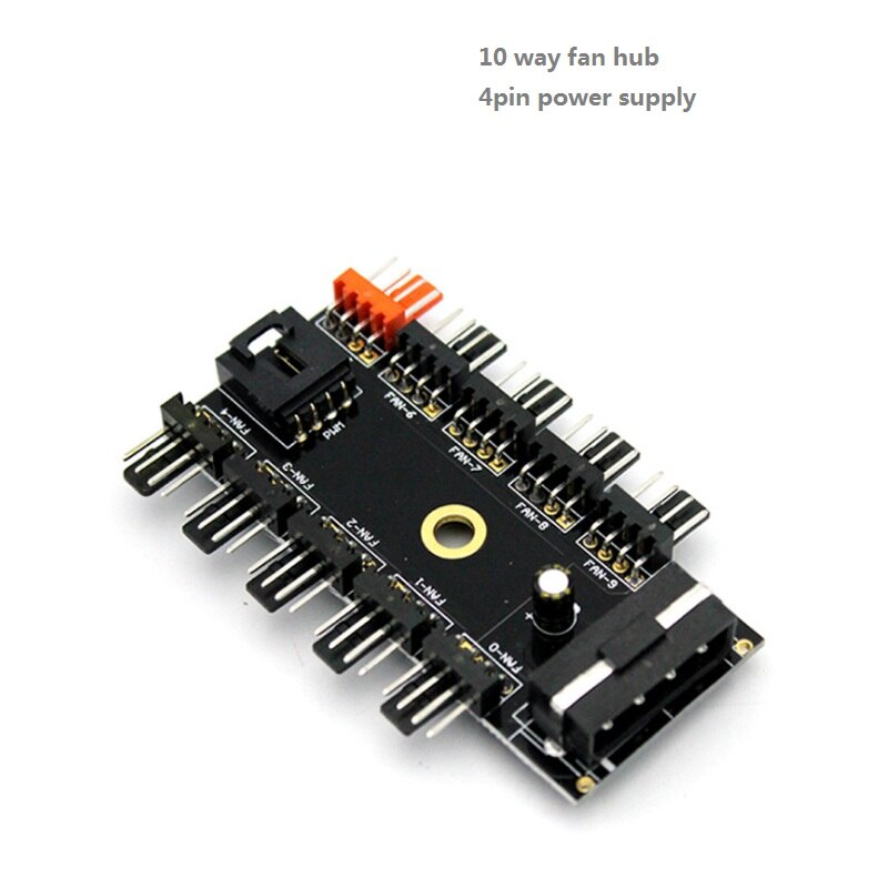 12V 10 Way 4pin SATA IDE Fan Hub Speed Controller Regulator For Computer Case With PWM Co