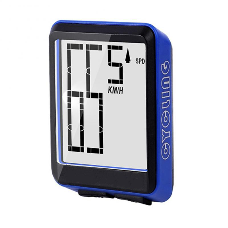 Mountain road bike trådløs stor tegn kode bord stor skærm engelsk vandtæt lysende speedometer: Blå