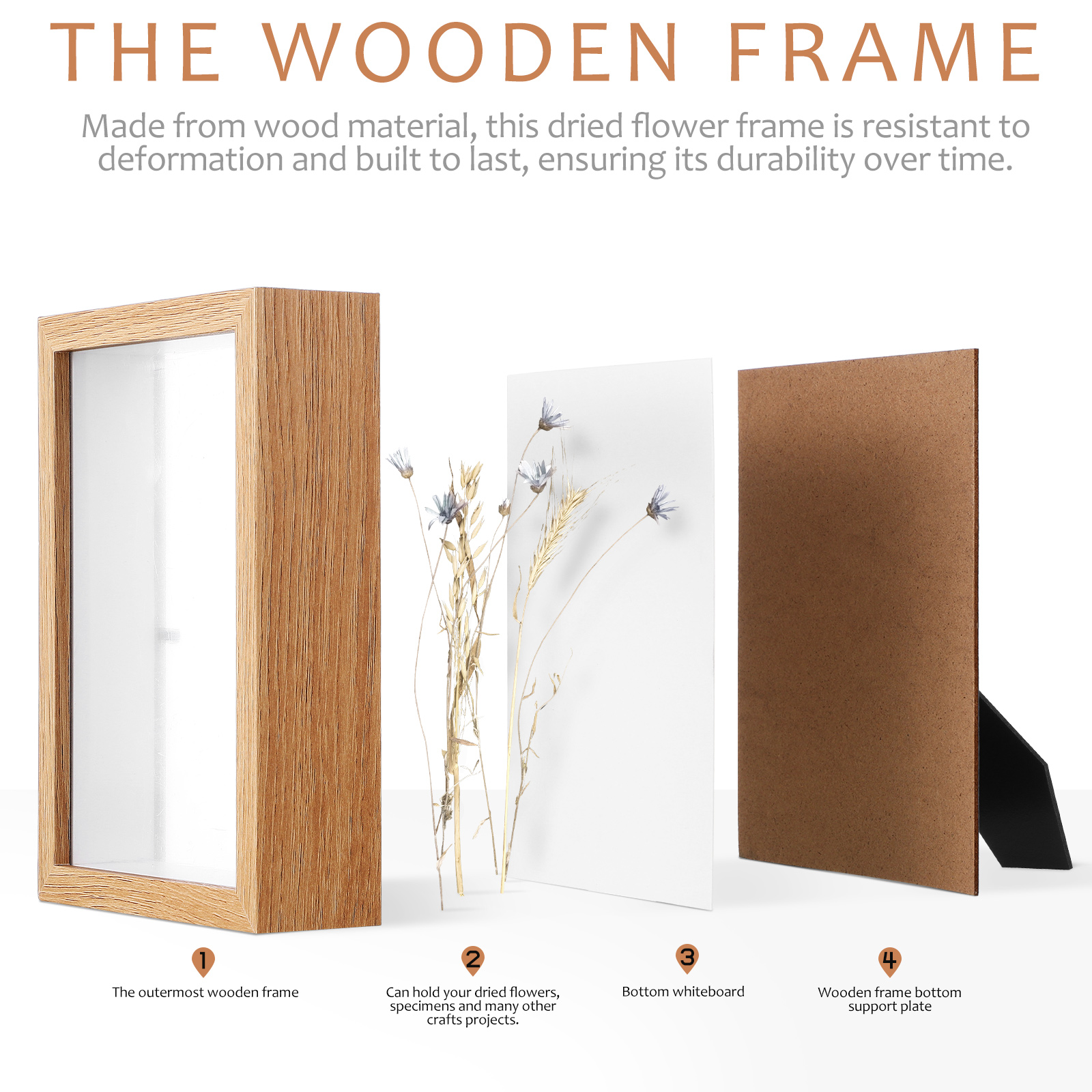 Tørkede blomster skyggemontre bilderamme foto gjør-det-selv tre sommerfugler prøve klart