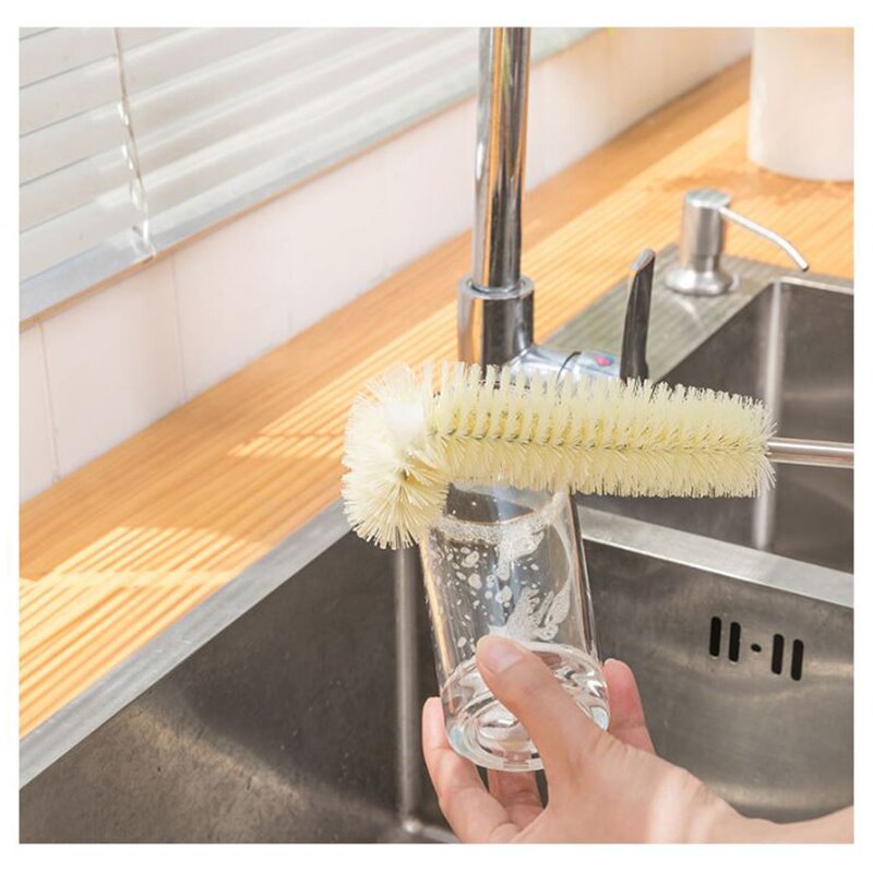 Hangable L-shaped Cup Cleaning Brush Long Handle Cleaning Cup Brush Baby Bottle Cleaning Brush Kitchen Accessories