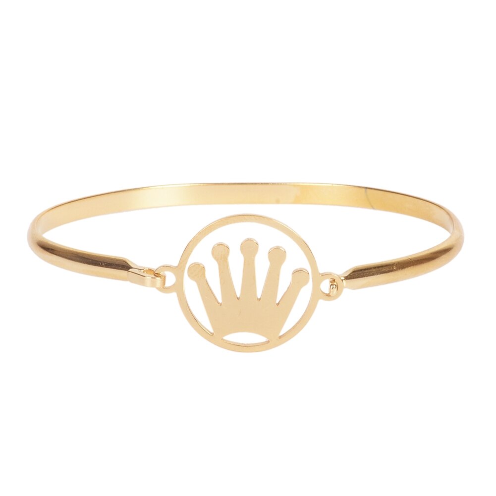 Gouden, zilveren, roestvrijstalen infinity armband met kroon, handbloem, muziek, liefde, punk, dames, vrouwelijke armband, sieraden: Gouden kroon