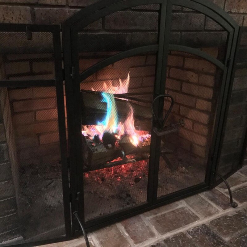 Chimenea de conos de pino madera accesorios chimenea fogata pozo de Fuego Azul y coloreado de verde