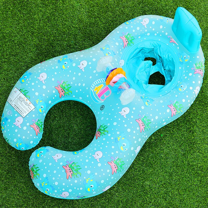 Inflatable Children&#39;s Swimming Ring Mother-child Circle With Bell Shade Parent-child Double Interactive Swimming Ring Thickened