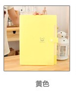 Cute Smile 5 Pocket File Folders High Capacity Plastic Envelope Folder Paper ClipPaper Receiver storage organ bag: YELLOW