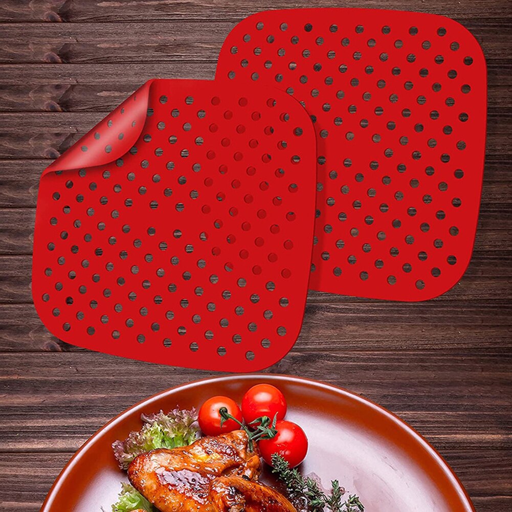 Air Fryer Pads Silicone Steamer Liners Paper Mold Air Fryer Parts Crisper Plate Airfryer Reused To Prevent Food Sticking Tool