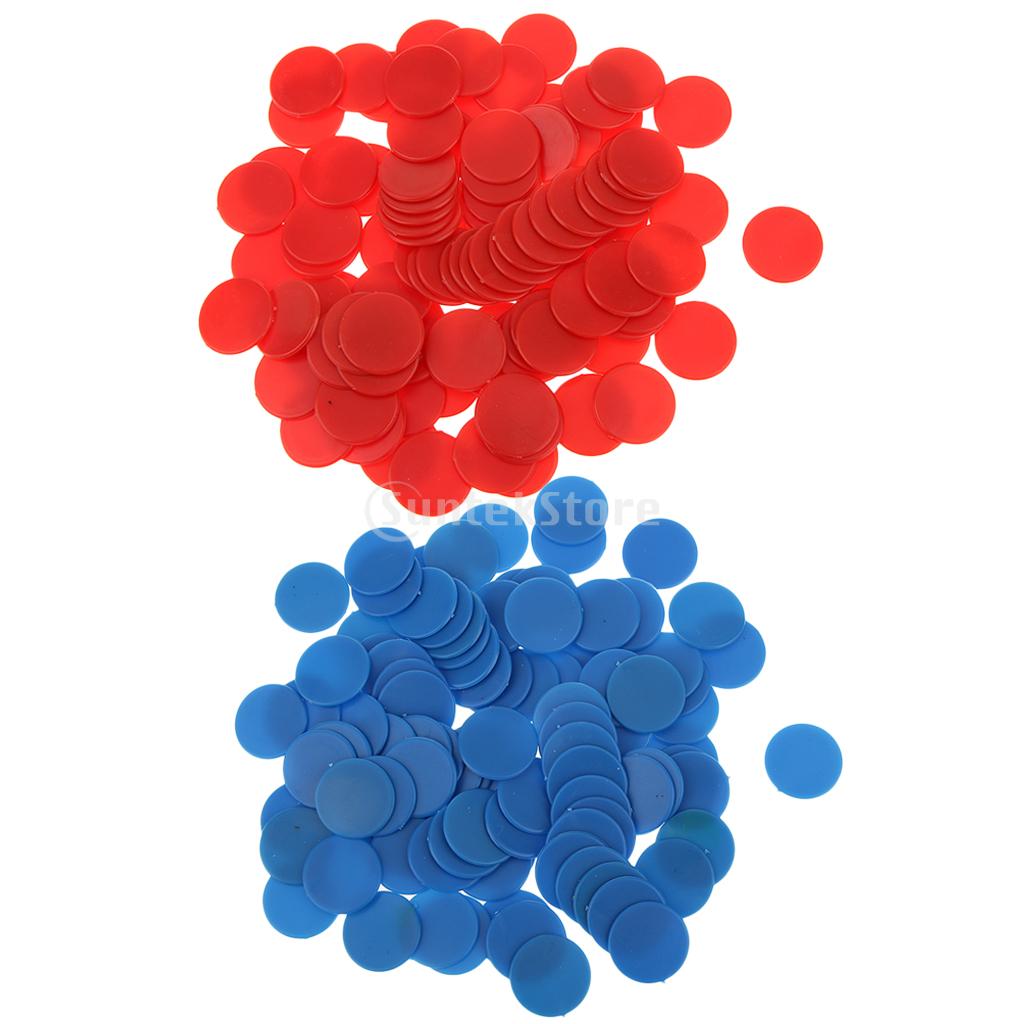 Pack of 200 Plastic Board Game Counters Games Chip Kids Numeracy Teaching Toy: Red Blue 