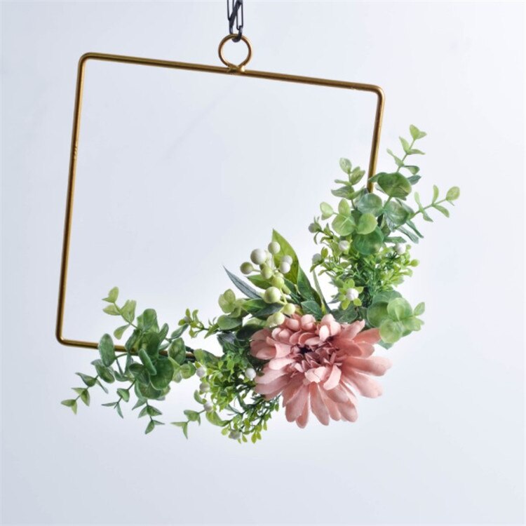 Guld jern metal ring krans krans blomsterkrans bryllup dekoration brud blomster bøjle indretning bondehus dør vægdekoration: B7