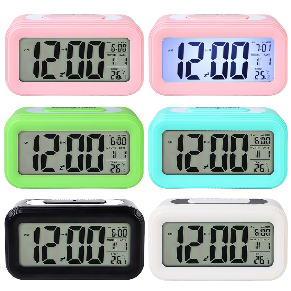 Alarma Digital LED reloj electrónica inteligente relojes temperatura y calendario despertador función despertador hogar Mesa Pantalla de retroiluminación