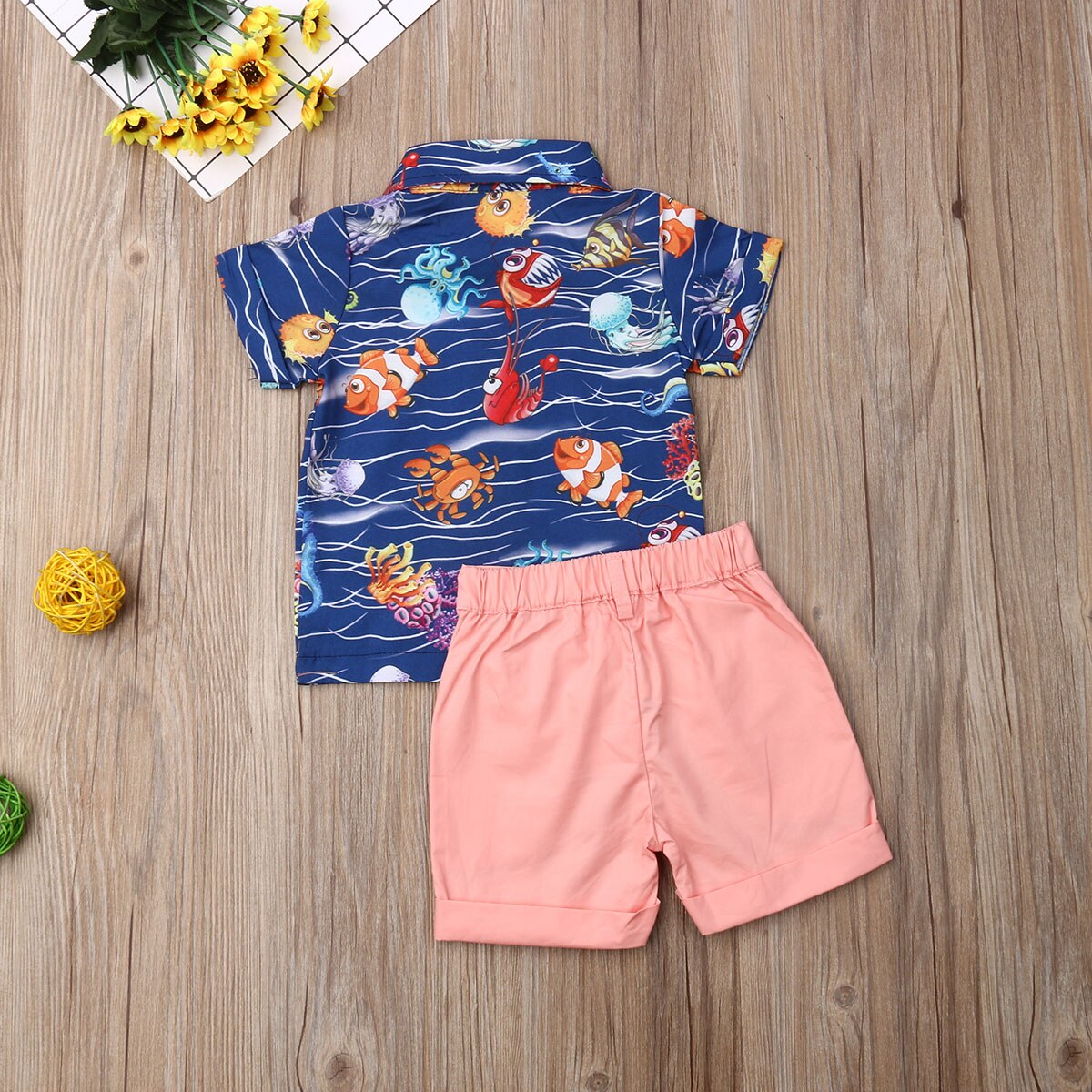 2019 Bebê Verão Vestuário Infantil Crianças Menino Roupas Casuais Define Mar Animal T Camisa Top + Calções Sólidos Bottoms 2pcs Set Outfits 1-5Y