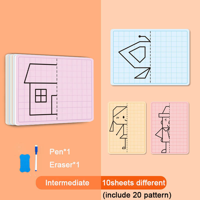 Niños enrejado dibujo simétrico gráficos rompecabezas juguetes concentración creativa tren rastreo pintura tarjetas niños material didáctico