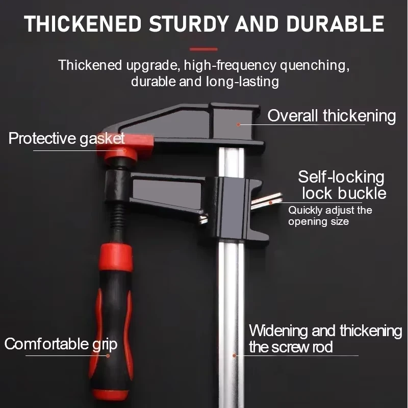 Fute 6/12/18 tums träbearbetningsklämmor f-klämma justerbara stångklämmor träbearbetning snabbklämmor fixtur hem gör-det-själv handverktyg