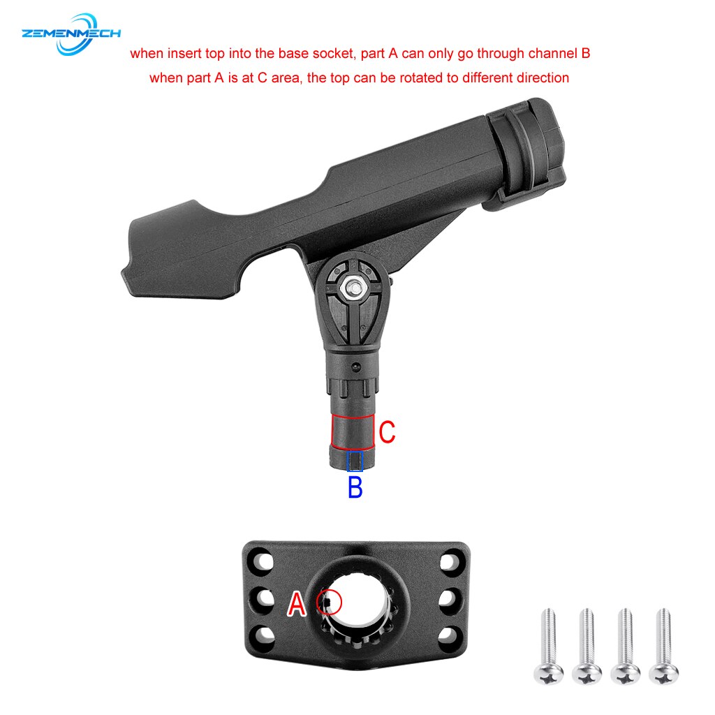 2 Plastic Fishing Rod Holder Clamp On Adjustable Removable 360 Degree Kayak Boat Support Pole Stand Bracket Inflatable Catamaran