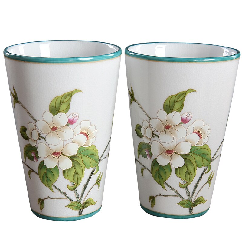 Ceramics Bathroom Set Liquid Soap Dish Toothbrush Holder/Rack Lover Gargle Cup Dental Jar Flowers &amp; Bird Pastoral Style