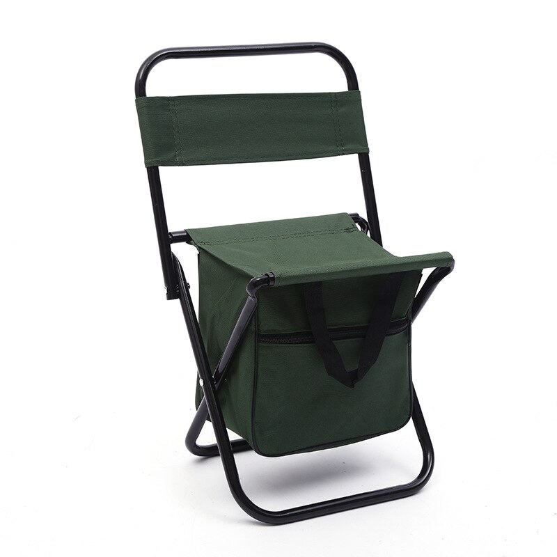 Silla plegable portátil para exteriores, asiento pequeño con respaldo de Pesca, taburete con bolsa de almacenamiento, mochila para Pesca, Silla de playa: green