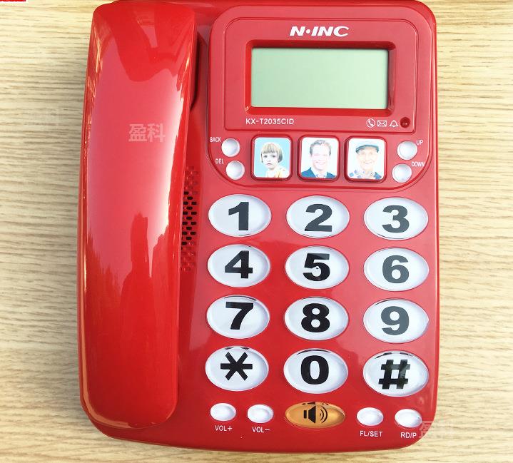 Grote Knop Snoer Telefonos Fijos De Casa Met Luidspreker Speed Dial Telefoon Beller-Id Thuis Kantoor Telefoon Vaste: Rood