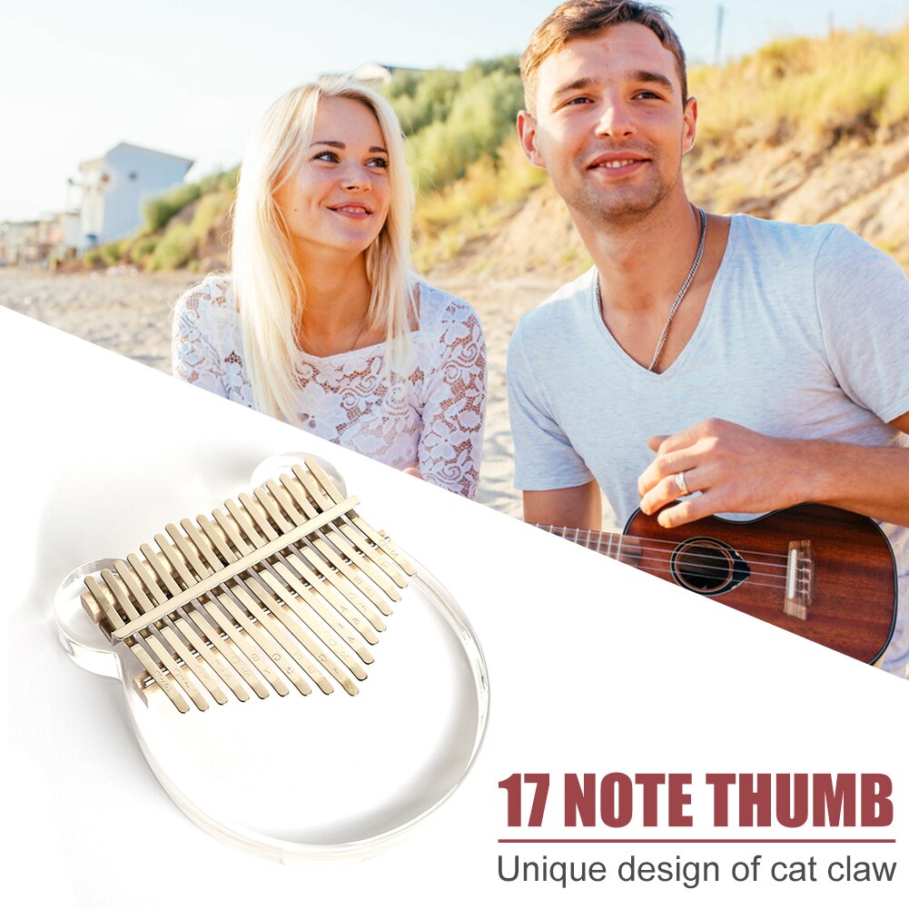 Trasparente A Forma di Orso 17 Tasti Kalimba Strumento Musicale Acrilico Dito Pollice pianoforte Africano Sanza Mbira con Sintonia martello Scatola