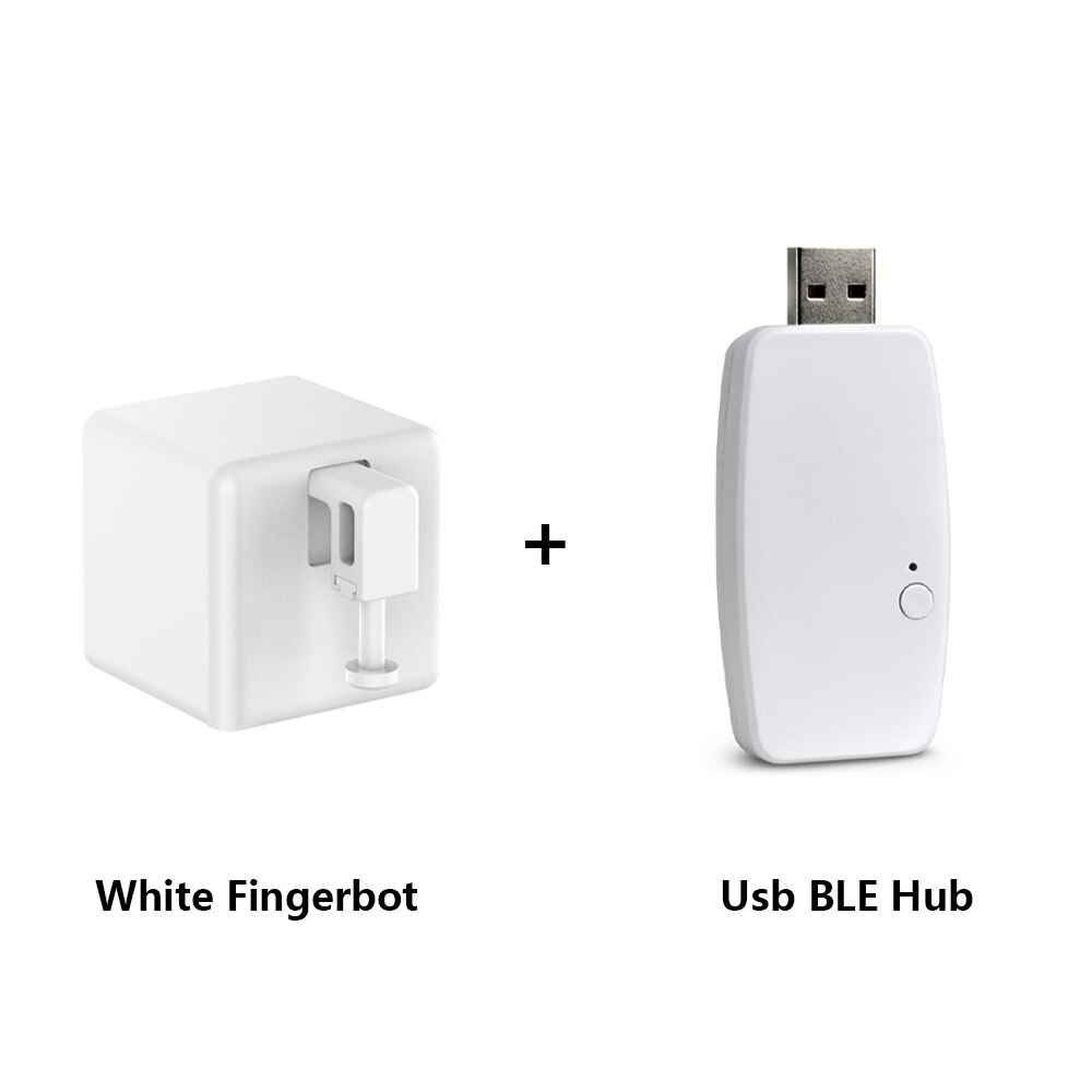 Smart Fingerbot Button Pusher Auto Switch BLE Tuya Smart Life App Alexa Siri Voice Control via BLE Hub for Light Switch Aircon: White with BLE Hub