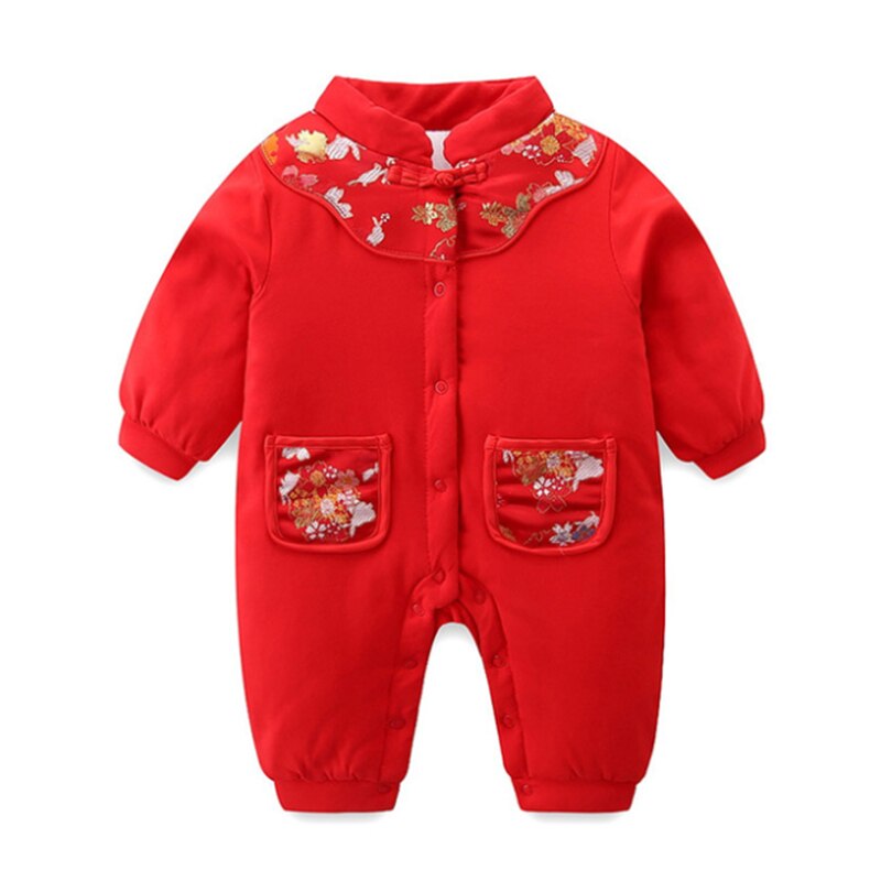 Chinese Stijl Van Kids 'Kleding Winter Baby Jongens En Meisjes Jumpsuit Gelukkig Nieuwjaar: Rood / 90CM