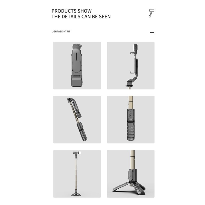 Kabelloser bluetooth-selfie-stick, faltbares mini-stativ, multifunktionaler ständer mit fülllicht für ios und android